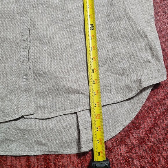 Soft Surroundings Textured Linen Button Up Tunic 1X Khaki Minimalist Lagenlook - Picture 8 of 11